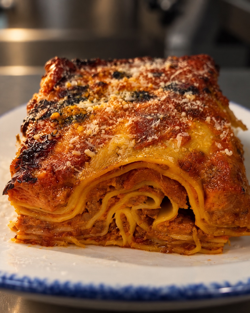 Pasta al forno di La Colonna, elaborazione con luce radente